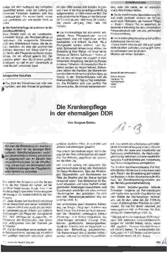 Vorschauseite 1: Die Krankenpflege in der ehemaligen DDR