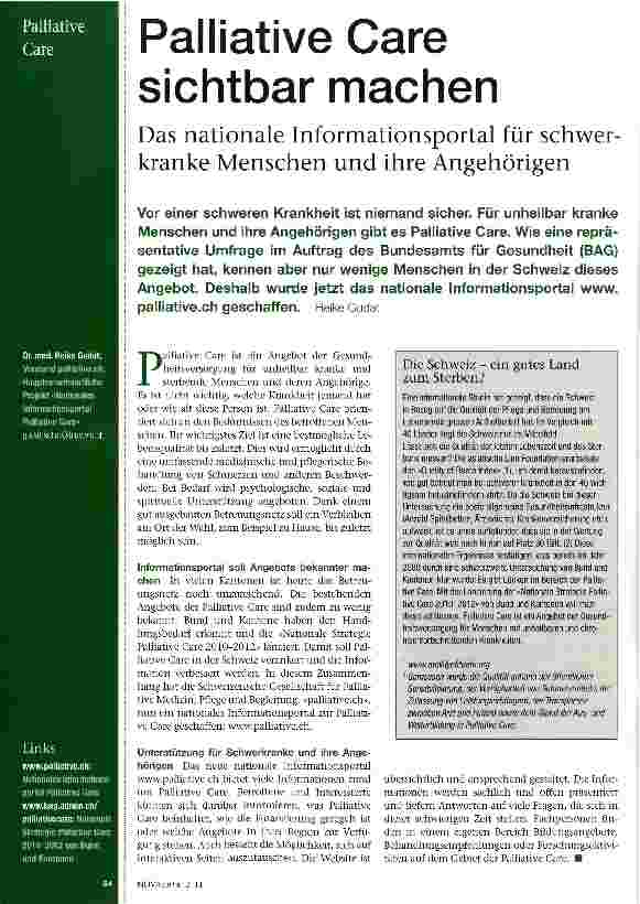 Vorschauseite 1: Palliative Care sichtbar machen