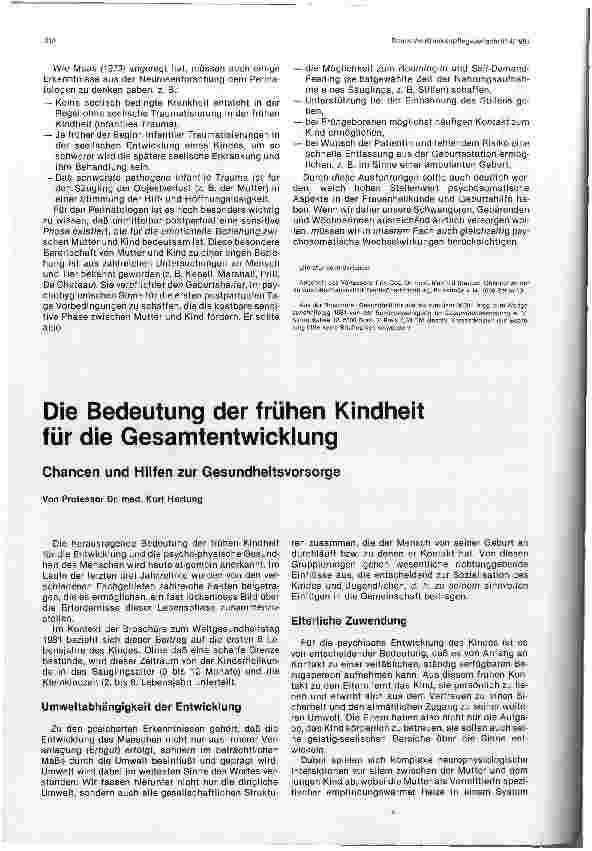 Vorschauseite 1: Die Bedeutung der frühen Kindheit für die Gesamtentwicklung