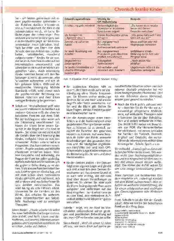 Vorschauseite 5: Ratschläge und Tipps für die stationäre Versorgung von Kindern mit Herzoperation