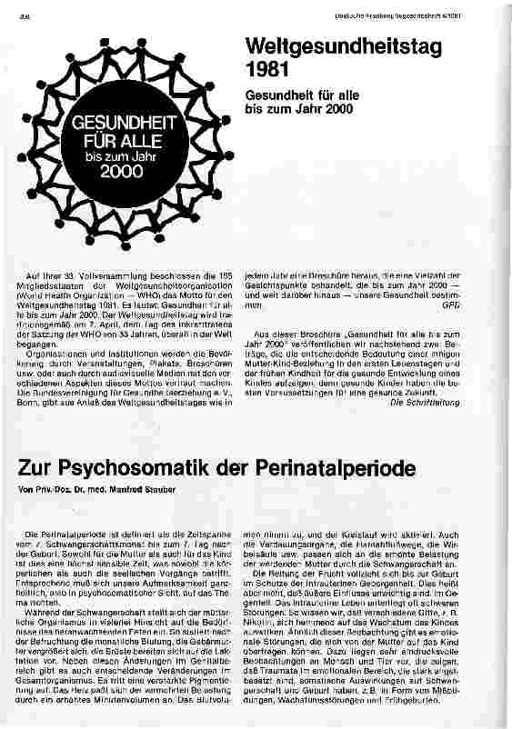Vorschauseite 1: Zur Psychosomatik der Perinatalperiode