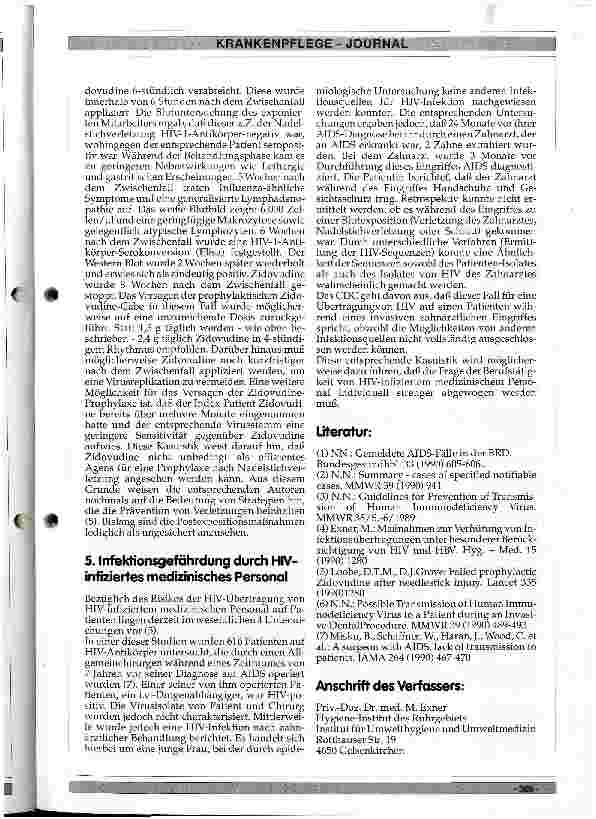 Vorschauseite 4: Epidemiologie von HIV und AIDS und Infektionsgefährdung des medizinischen Personals