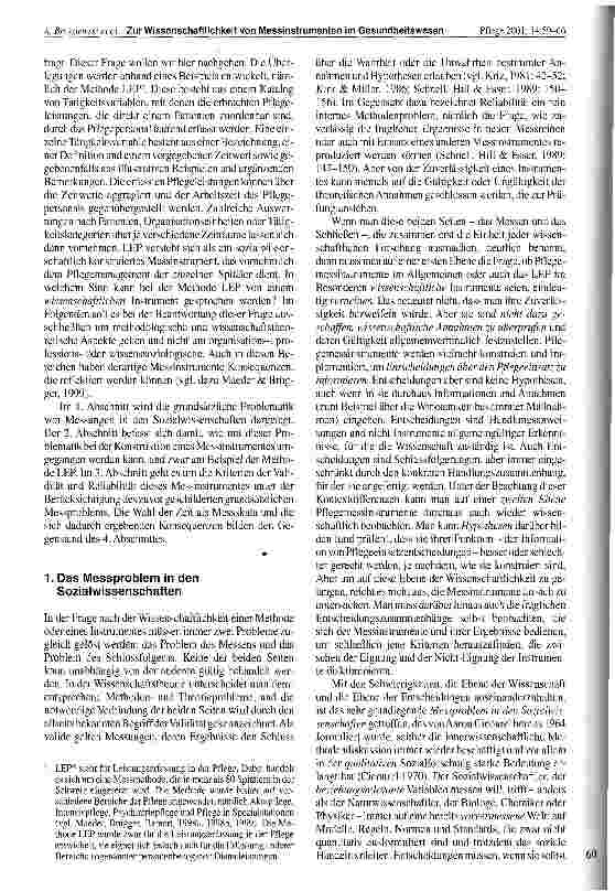 Vorschauseite 2: Zur Wissenschaftlichkeit von Messinstrumenten im Gesundheitswesen Am Beispiel der Methode LEP