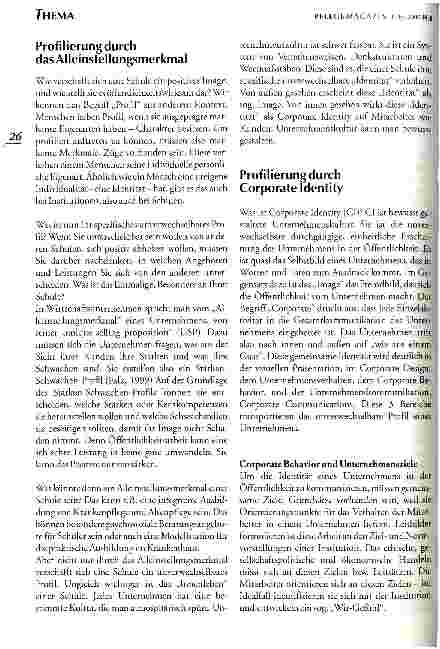Vorschauseite 2: Öffentlichkeitsarbeit mit Konzept Schulen kümmern sich um ihre Image