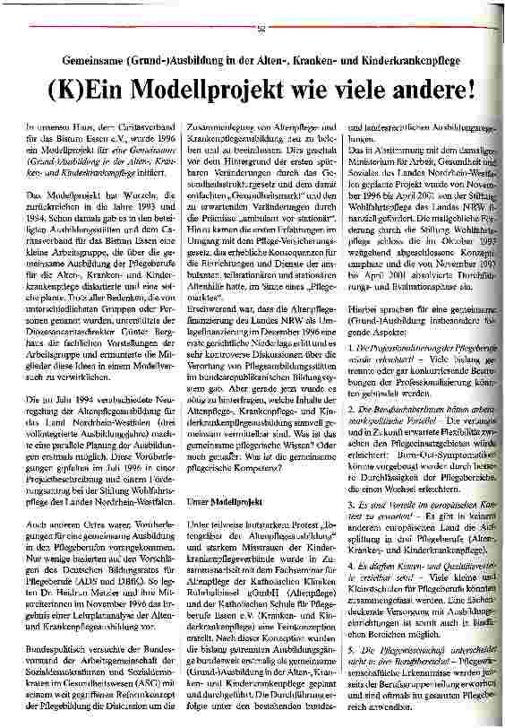 Vorschauseite 1: (K)Ein Modellprojekt wie viele andere!