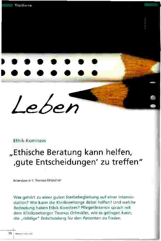 Vorschauseite 1: Ethische Beratung kann helfen, gute Entscheidungen zu treffen