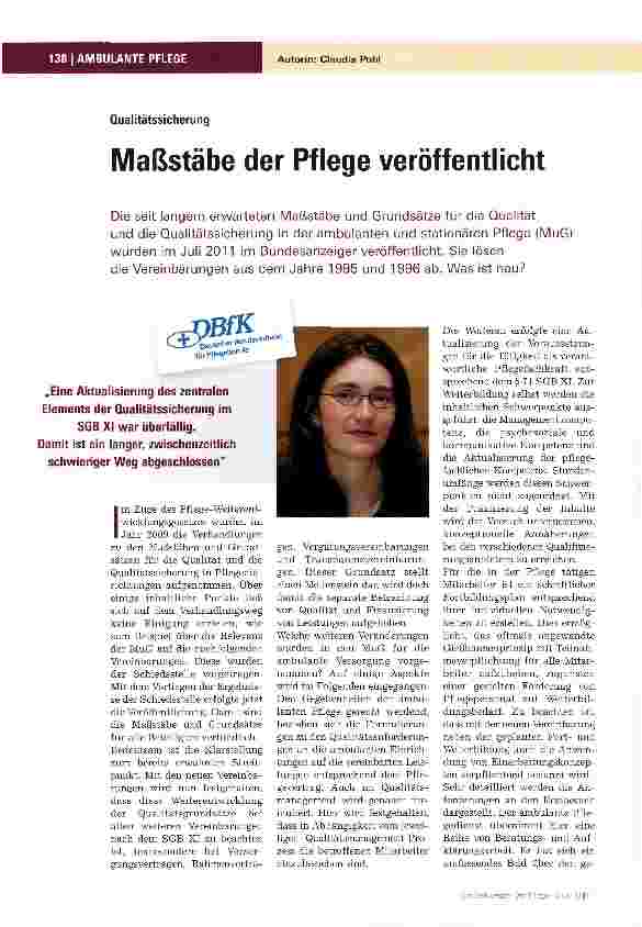 Vorschauseite 1: Maßstäbe der Pflege veröffentlicht