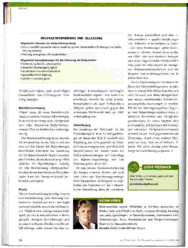 Vorschauseite 3: Heilpraktiker, beschränkt auf das Gebiet der Physiotherapie