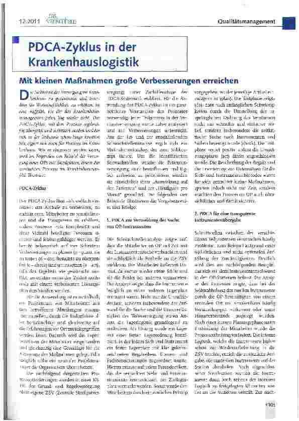 Vorschauseite 1: PDCA-Zyklus in der Krankenhauslogistik
