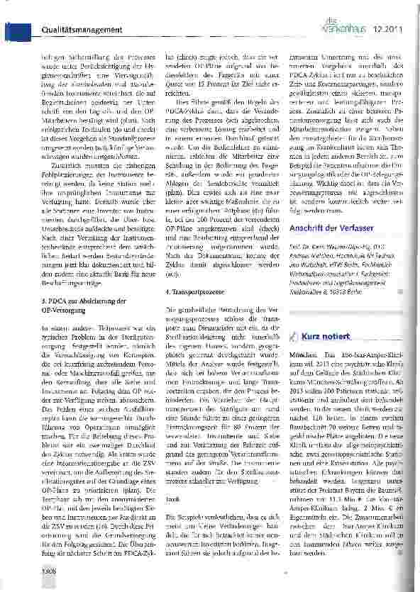 Vorschauseite 2: PDCA-Zyklus in der Krankenhauslogistik