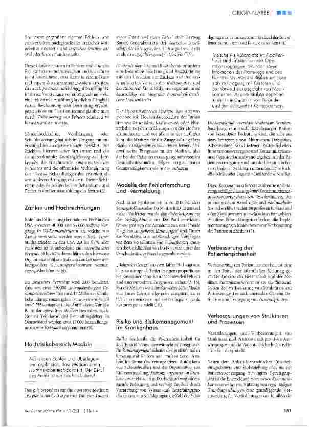 Vorschauseite 2: Von Schuld und Scham zu einem professionellen Umgang mit Fehlern - Risikomanagement in der operativen Medizin