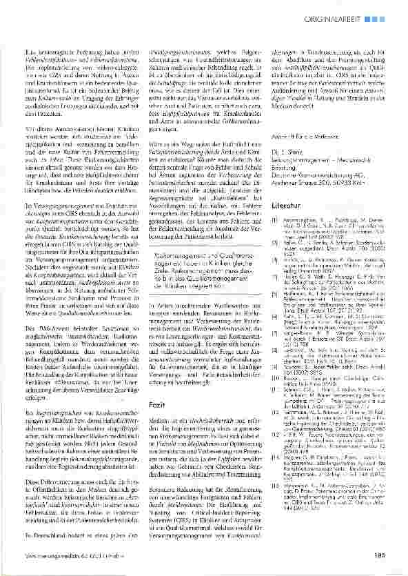 Vorschauseite 6: Von Schuld und Scham zu einem professionellen Umgang mit Fehlern - Risikomanagement in der operativen Medizin