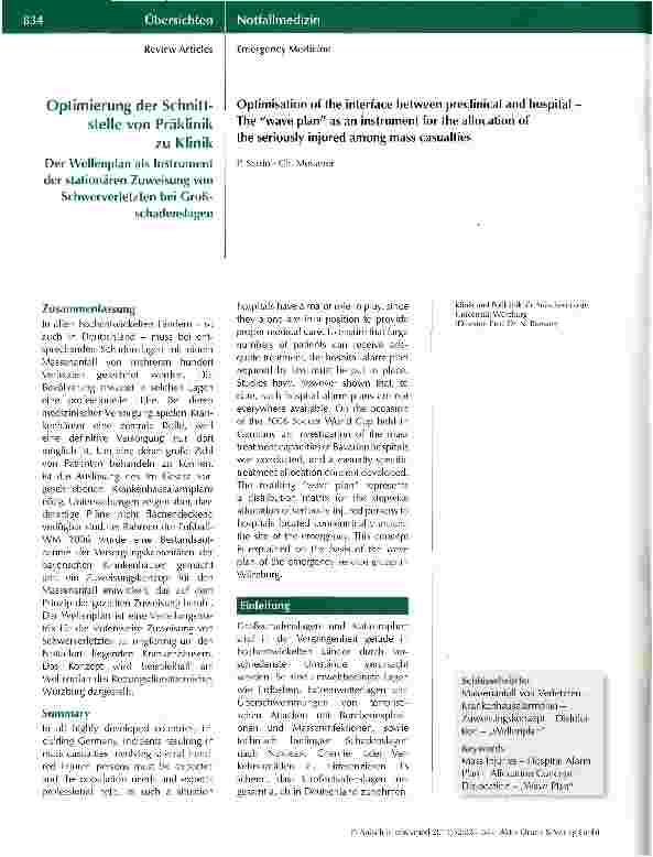 Vorschauseite 1: Optimierung der Schnittstelle von Präklinik zu Klinik