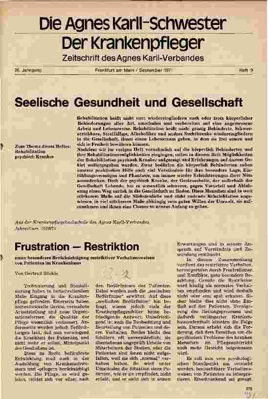 Vorschauseite 1: Frustration - Restriktion von Patienten im Krankenhaus