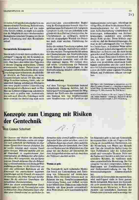Vorschauseite 1: Konzepte zum Umgang mit Risiken der Gentechnik