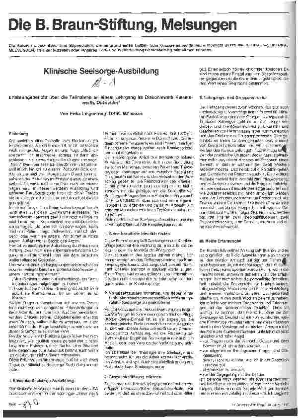 Vorschauseite 1: Klinische Seelsorge-Ausbildung