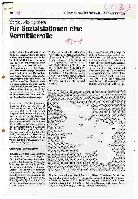 Vorschauseite 1: Für Sozialstationen eine Vermittlerrolle Schleswig Holstein