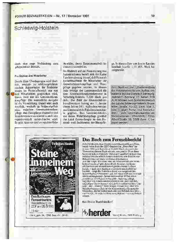 Vorschauseite 2: Für Sozialstationen eine Vermittlerrolle Schleswig Holstein