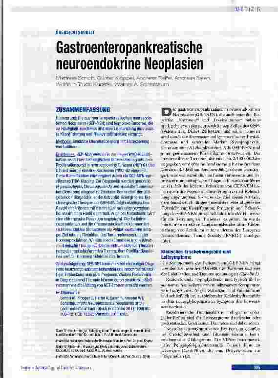 Vorschauseite 1: Gastroenteropankreatische neuroendokrine Neoplasien