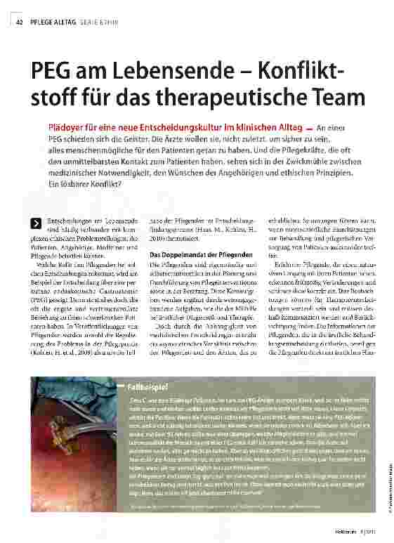 Vorschauseite 1: PEG am Lebensende - Konfliktstoff für das therapeutische Team