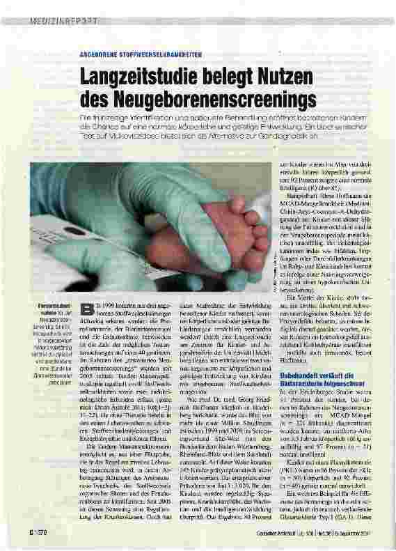 Vorschauseite 1: Langzeitstudie belegt Nutzen des Neugeborenenscreenings