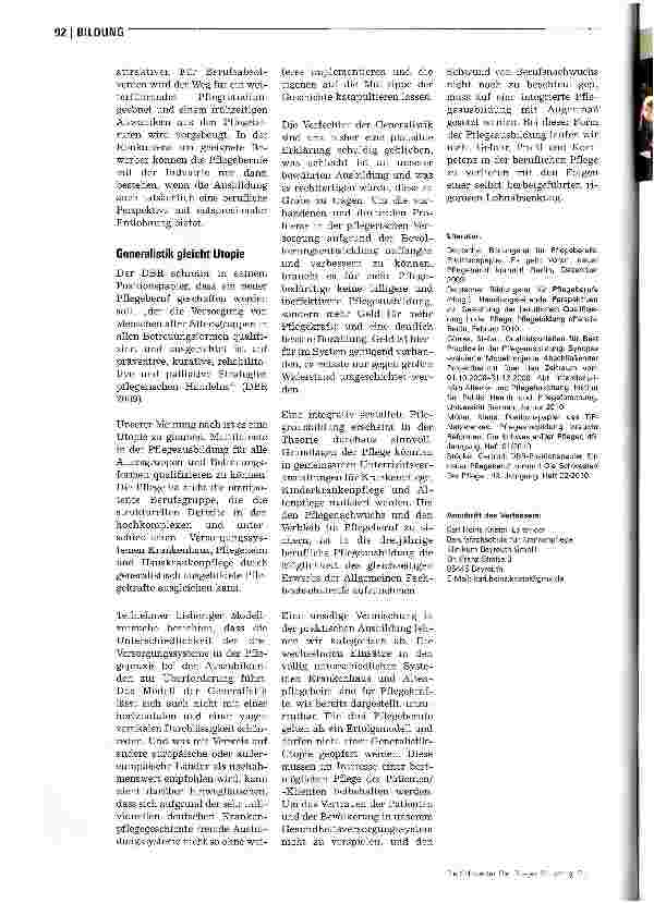 Vorschauseite 3: Generalistische PflegeausbildungProletarisierung statt Professionalisierung