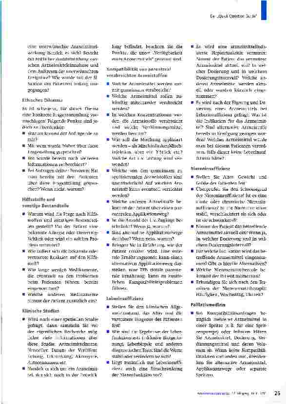 Vorschauseite 3: Der „Quick Question GuideDie richtigen Fragen zu wichtigen Themengebieten der Arzneimittelinformation