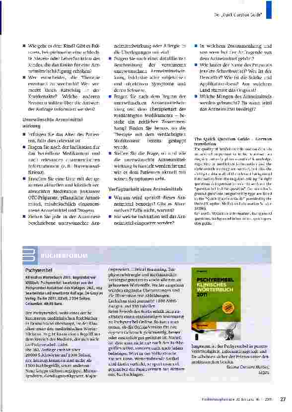 Vorschauseite 5: Der „Quick Question GuideDie richtigen Fragen zu wichtigen Themengebieten der Arzneimittelinformation