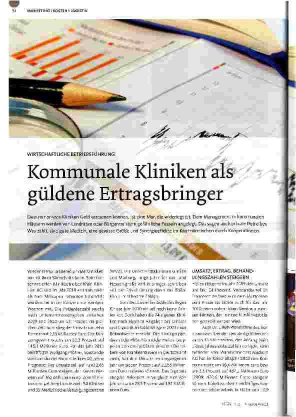 Vorschauseite 1: Kommunale Kliniken als güldene Ertragsbringer