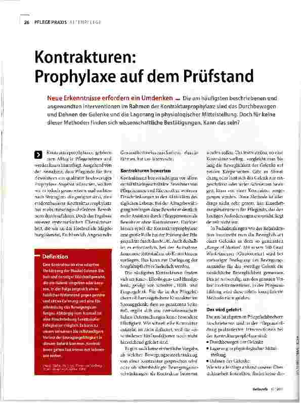 Vorschauseite 1: Kontrakturen: Prophylaxe auf dem Prüfstand