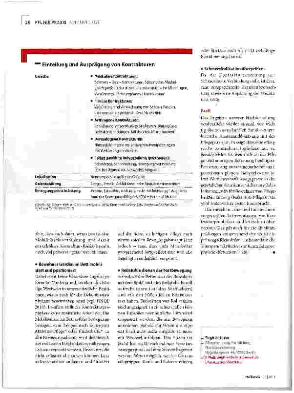Vorschauseite 3: Kontrakturen: Prophylaxe auf dem Prüfstand