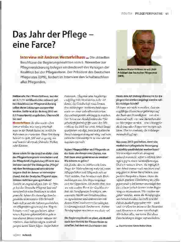 Vorschauseite 1: Das Jahr der Pflege-eine Farce?
