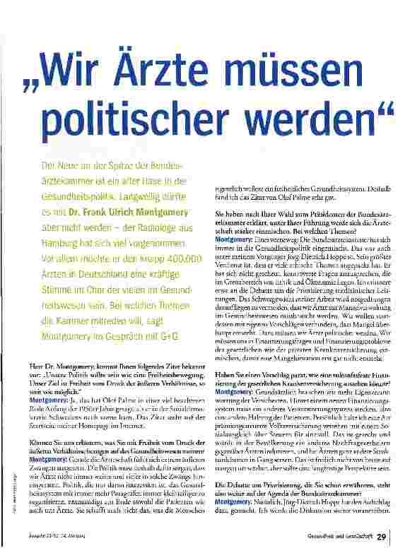 Vorschauseite 1: Wir Ärzte müssen politischer werden