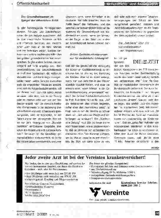 Vorschauseite 2: Vertrauen der Bürger in Heilberufe gefährdet:Wenn die Medien Unsicherheit und Angst über die gesundheitliche Versorgung verbreiten