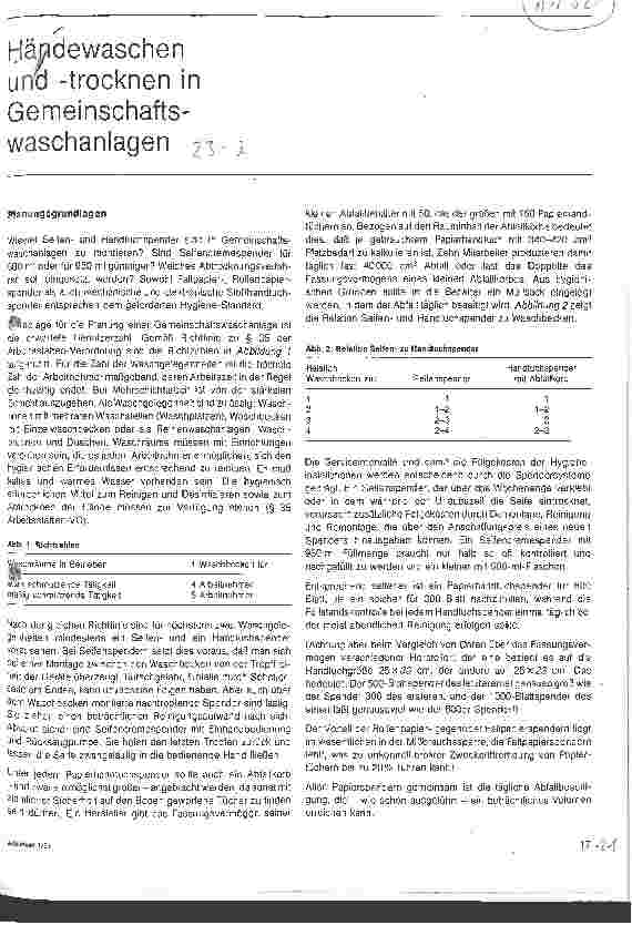 Vorschauseite 1: Händewaschen -und trocknen in Gemeinschaftswaschanlagen