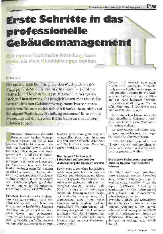 Vorschauseite 1: Erste Schritte in das professionelle Gebäudemanagement