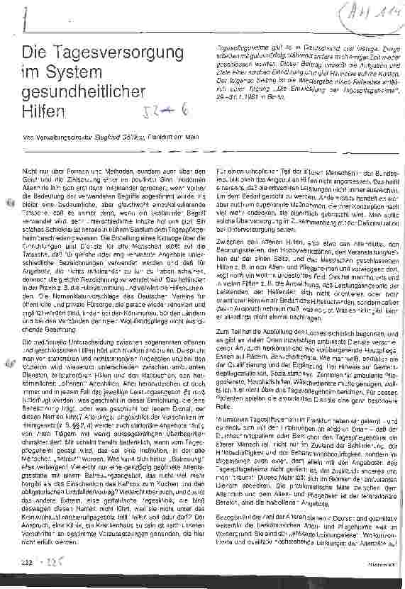 Vorschauseite 1: Die Tagesversorgung im System gesundheitlicher Hilfen