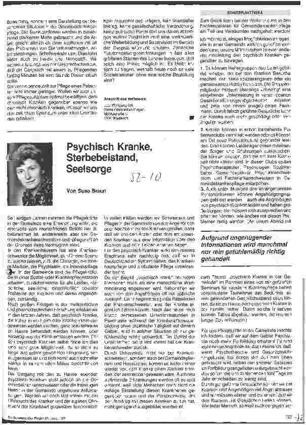 Vorschauseite 1: Psychisch Kranke, Sterbebeistand, Seelsorge