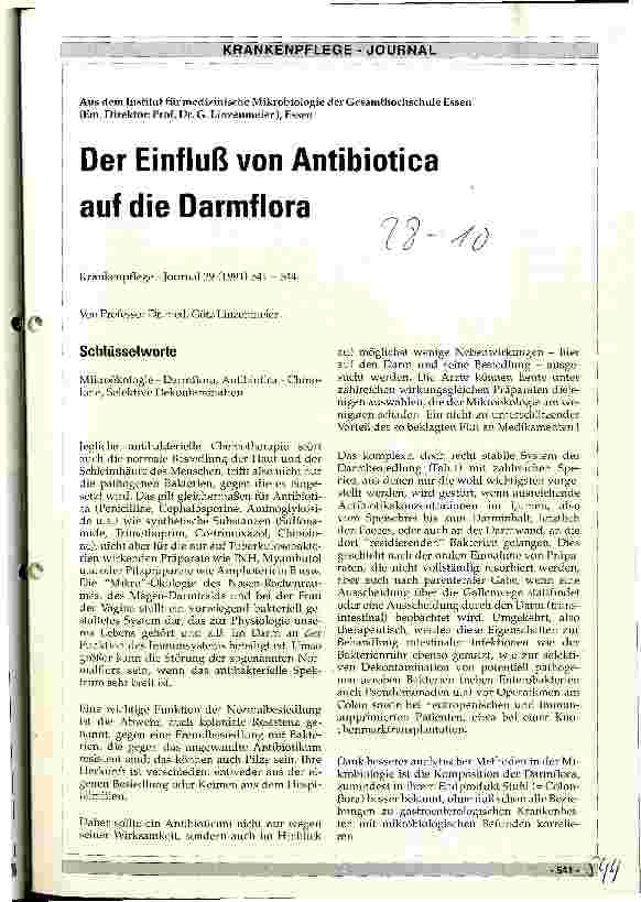 Vorschauseite 1: Der Einfluß von Antibiotica auf die Darmflora