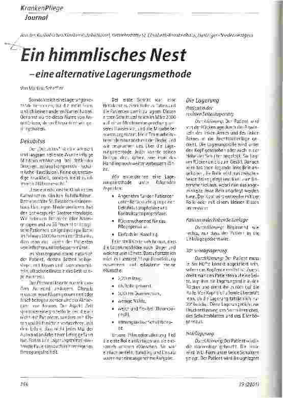 Vorschauseite 1: Ein himmlisches Nest Eine alternative Lagerungsmethode