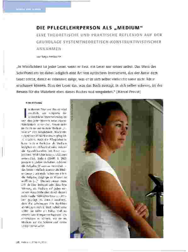 Vorschauseite 1: DIE PFLEGELEHRPERSON ALS „MEDIUMEINE THEORETISCHE UND PRAKTISCHE REFLEXION AUF DER GRUNDLAGE SYSTEMTHEORETISCH-KONSTRUKTIVISTISCHER