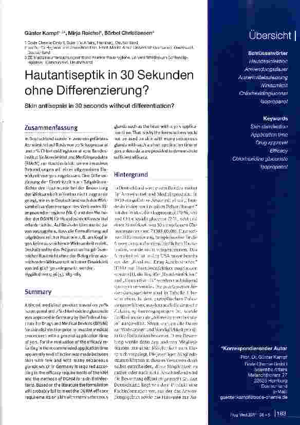 Vorschauseite 1: Hautantiseptik in 30 Sekunden ohne Differenzierung?