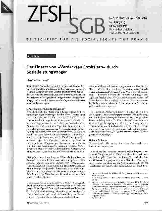 Vorschauseite 1: Der Einsatz von »Verdeckten Ermittlern« durch Sozialleistungsträger