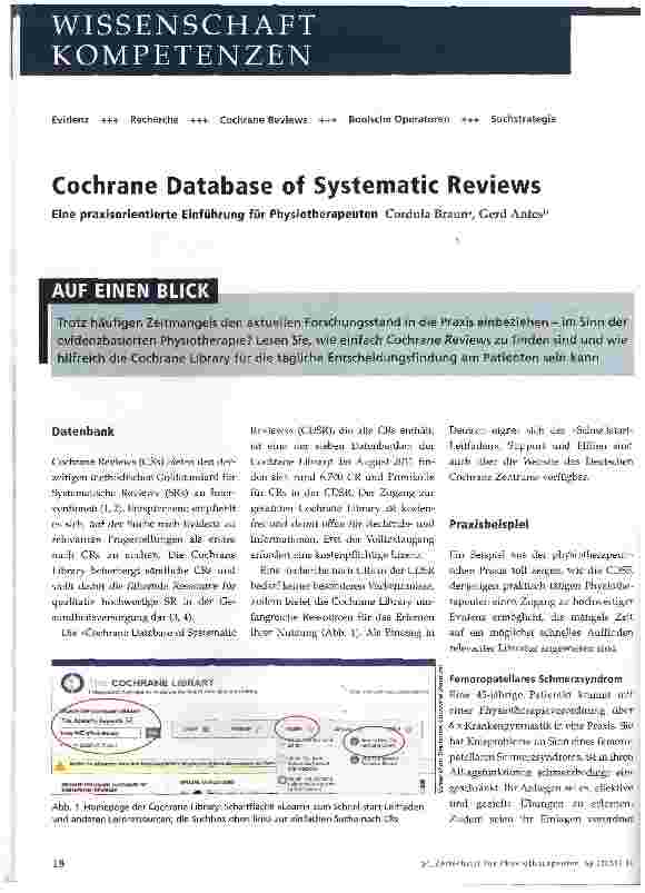Vorschauseite 1: Cochrane Database of Systematic Reviews