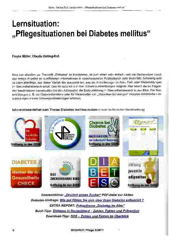 Vorschauseite 1: Lernsituation: „Pflegesituationen bei Diabetes mellitus
