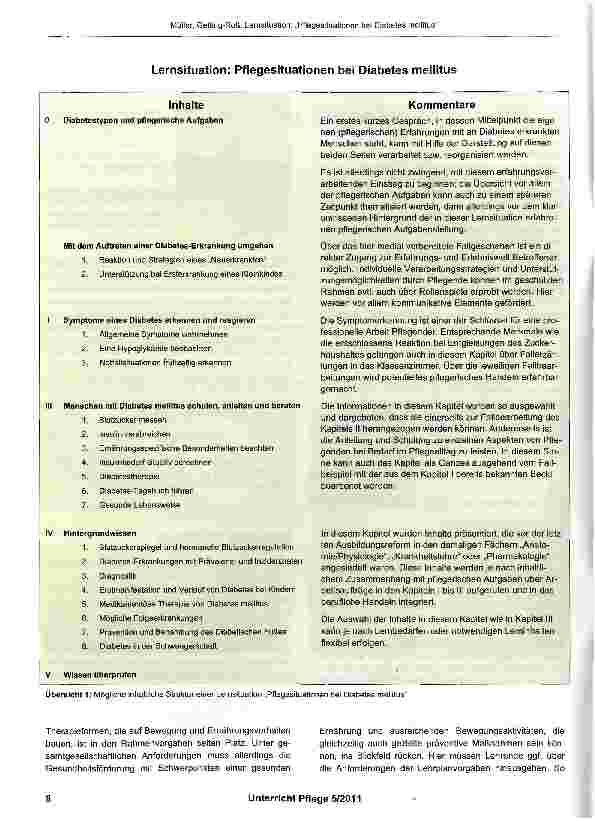 Vorschauseite 3: Lernsituation: „Pflegesituationen bei Diabetes mellitus