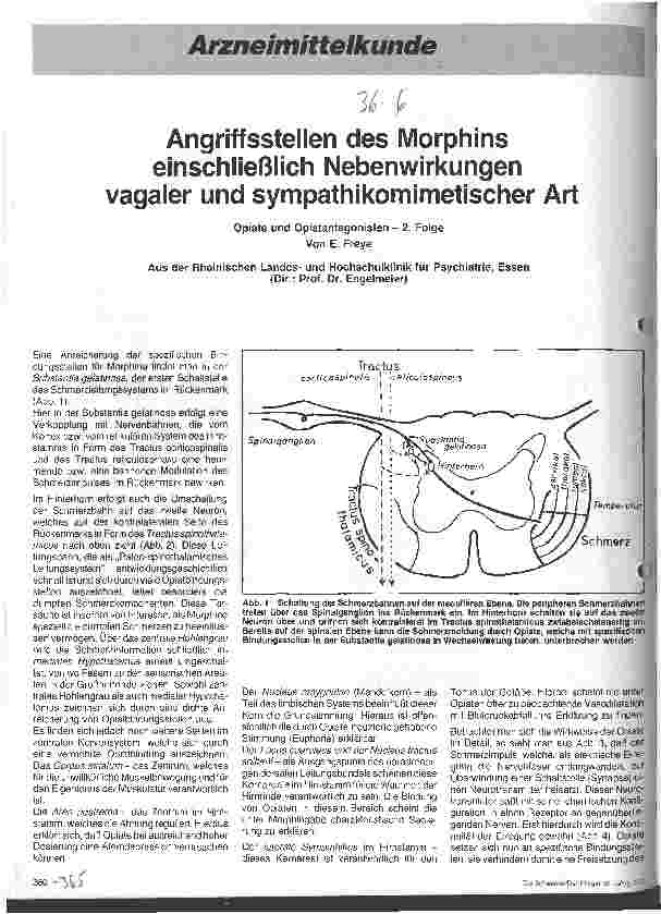 Vorschauseite 1: Angriffsstellen des Morphins einschließlich Nebenwirkungen vagaler und sympathikomimetischer Art