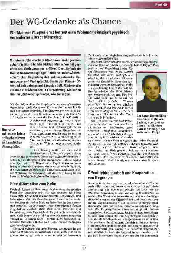 Vorschauseite 1: Der WG-Gedanke als Chance