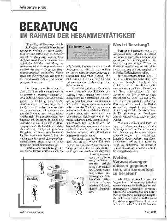 Vorschauseite 1: BERATUNGRAHMEN DER HEBAMMENTÄTIGKEIT