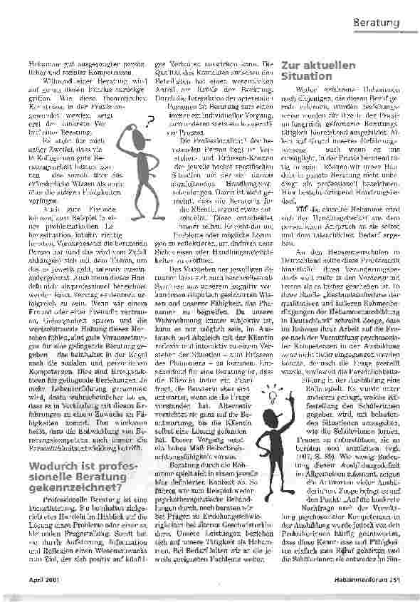 Vorschauseite 2: BERATUNGRAHMEN DER HEBAMMENTÄTIGKEIT